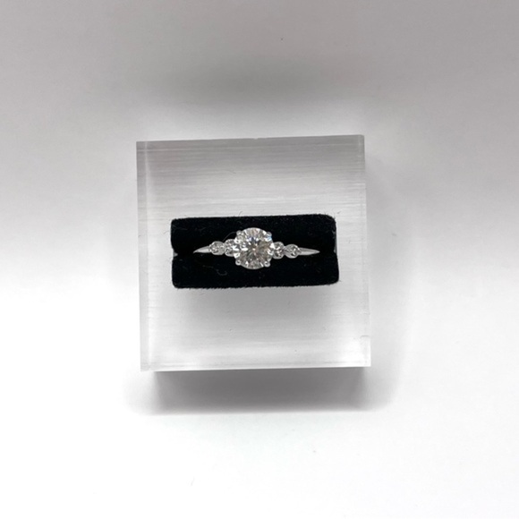 Moissanite Round Brilliant Sterling Silver Ring - Picture 1 of 8